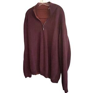 TOMMY BAHAMA Men’s Quarter Zip Pullover Maroon Mock Neck Sweater Size Large